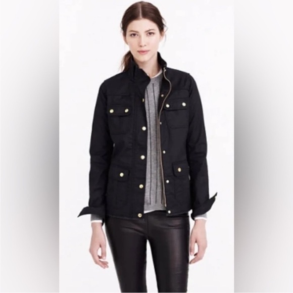J. Crew Downtown Field Jacket Waxed Cotton Black Tall - Picture 1 of 13